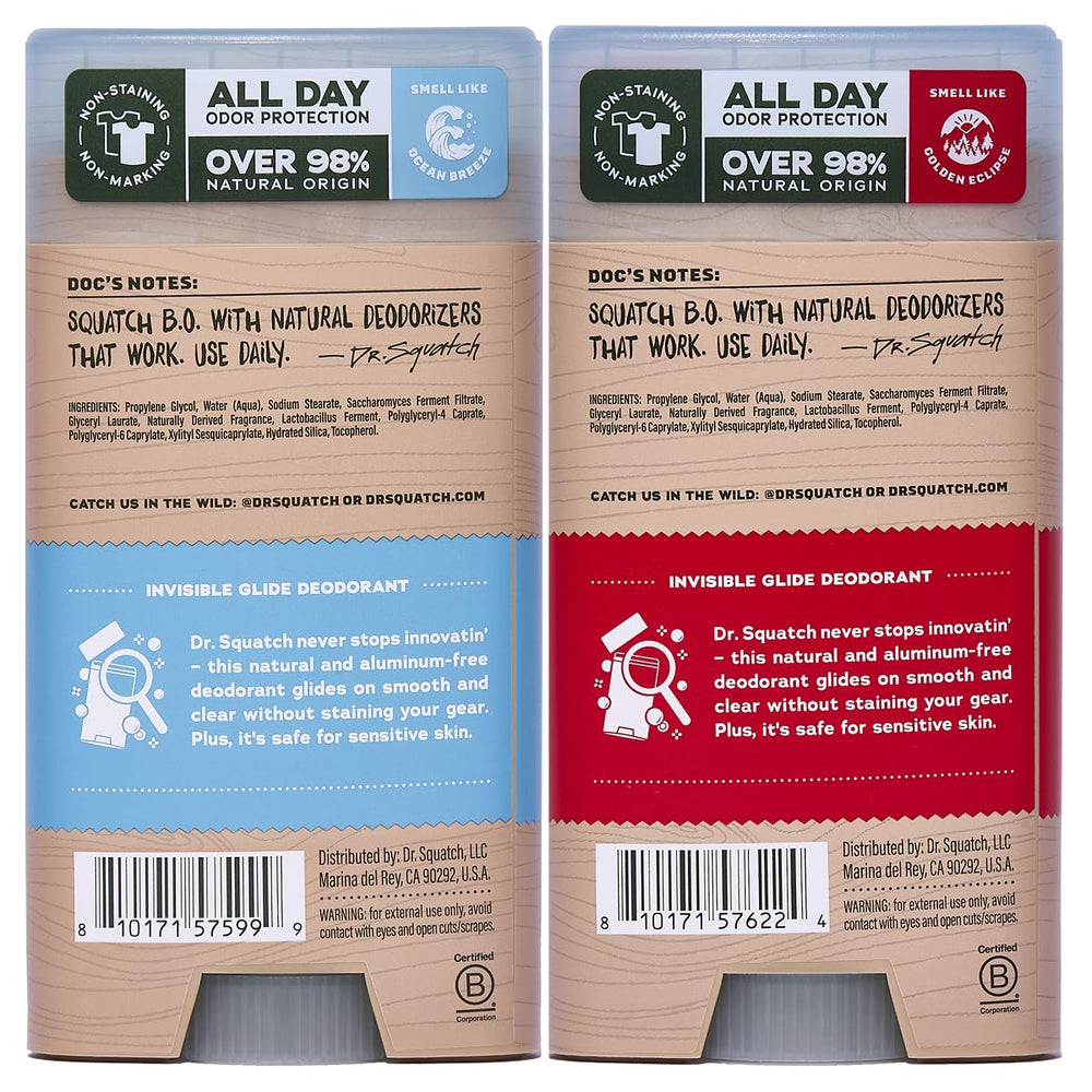 Dr. Squatch Invisible Glide sandalwood scent with coastal-mist notes captured on image.