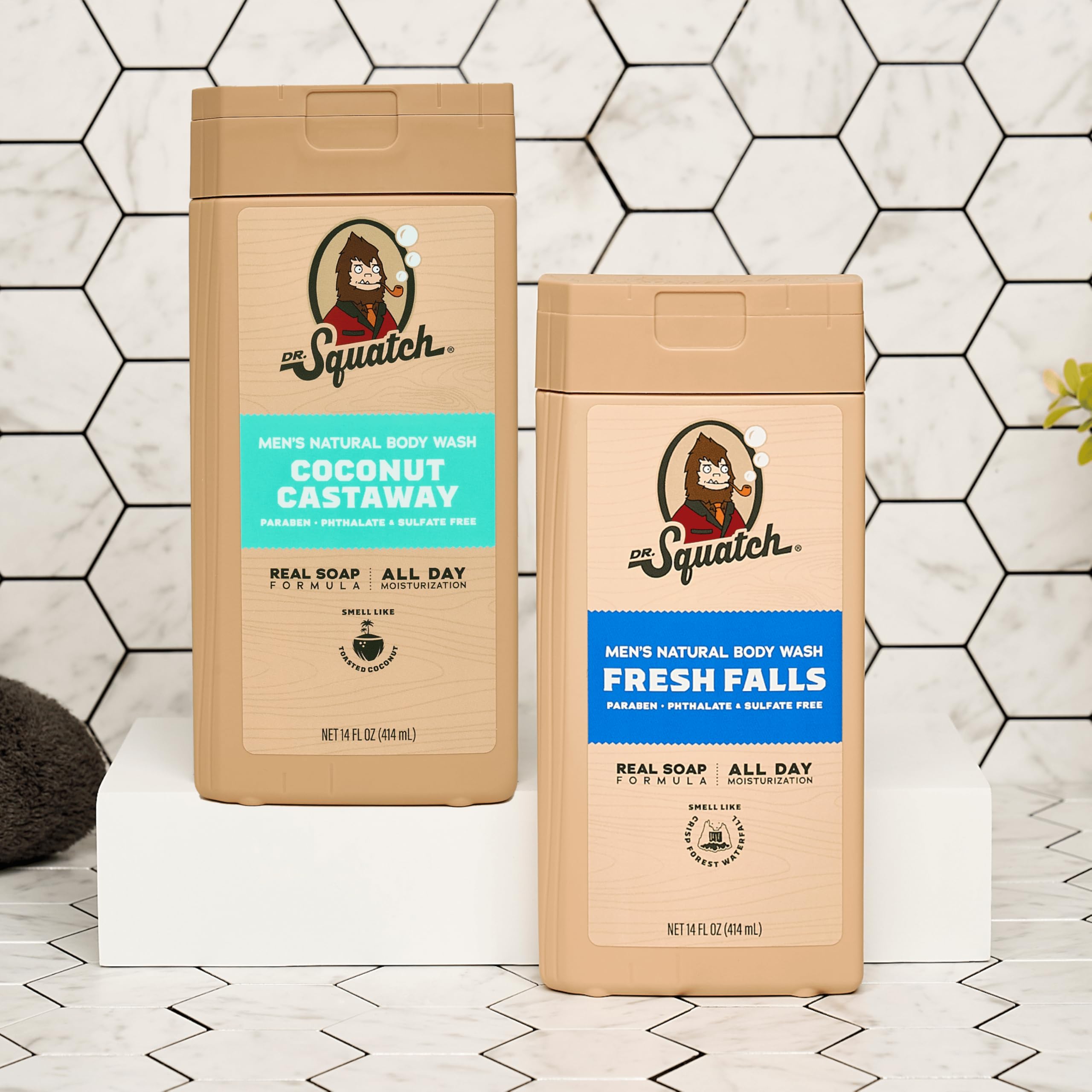 Dr. Squatch logo closeup with product details helps shoppers trust quality.