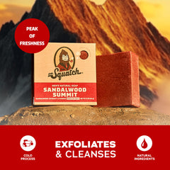 Dr. Squatch natural cold-process soap showcases premium ingredients.