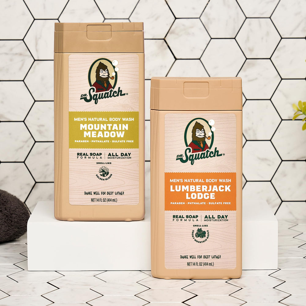 Dr. Squatch Natural Ingredients image emphasizes hydrating formulas without sulfates or parabens.