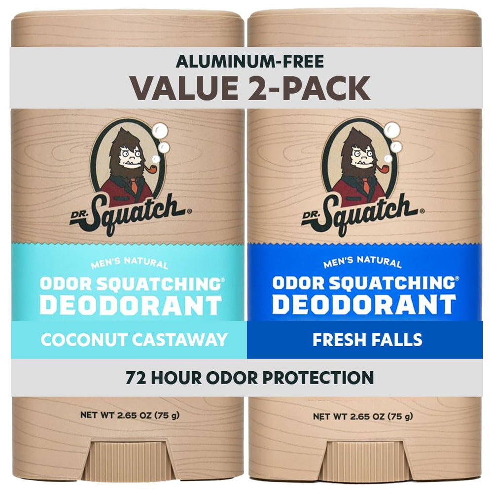 Dr. Squatch Coconut Castaway deodorant stick 2-pack for daily freshness