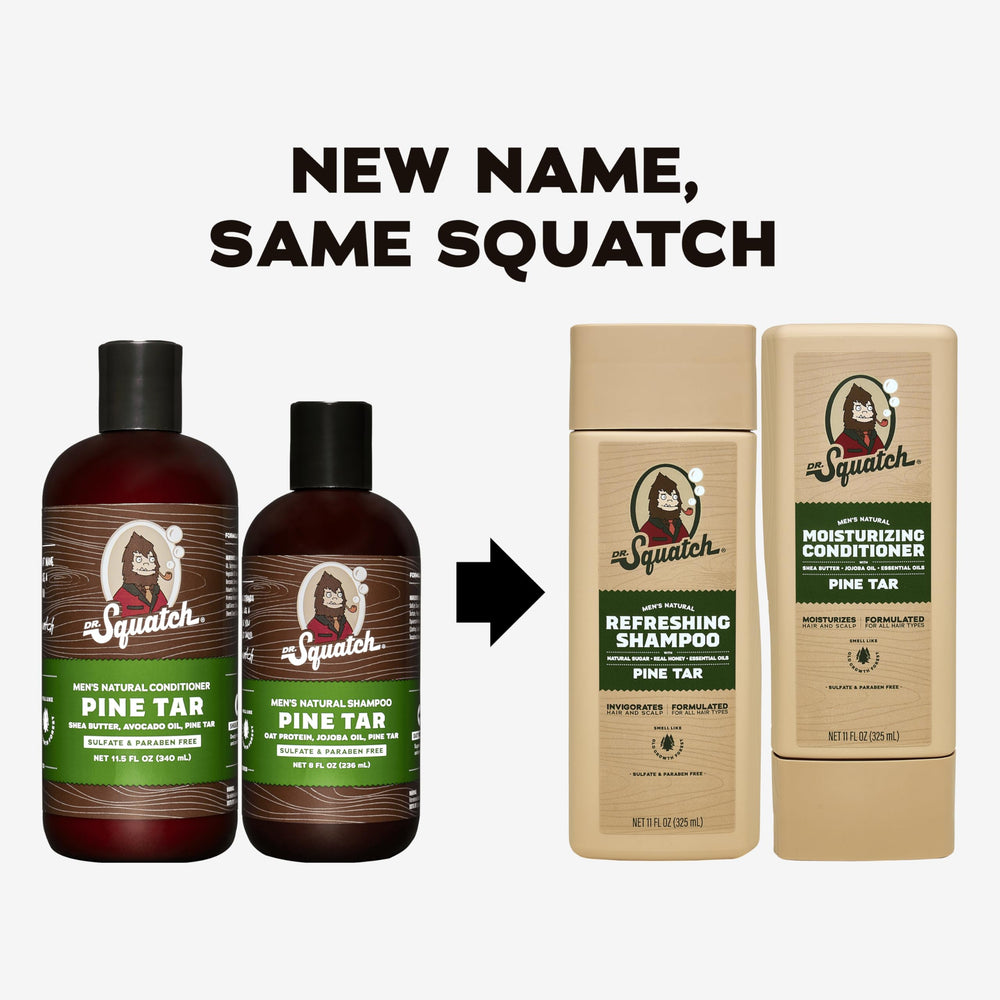 Dr. Squatch Pine Tar Conditioner bottle for moisture and smooth hair.