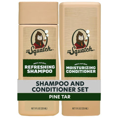 Dr. Squatch Pine Tar Shampoo bottle for natural cleanse and refreshed scalp.