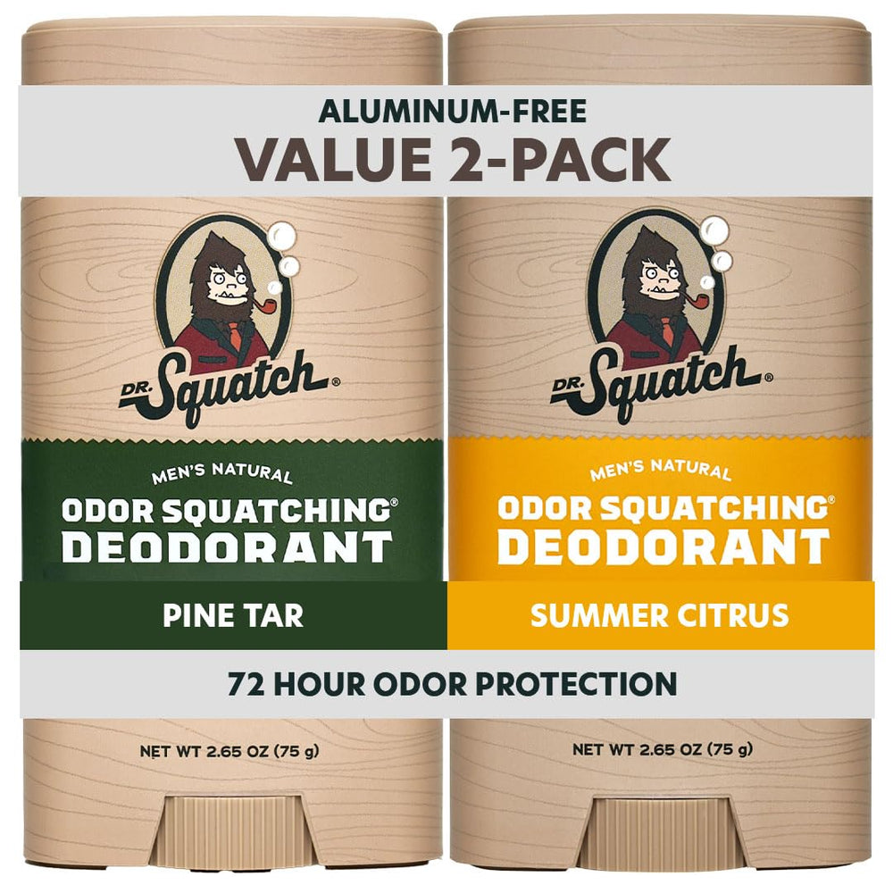 Dr. Squatch Pine Tar Summer Citrus deodorant stick 2-pack for long-lasting freshness