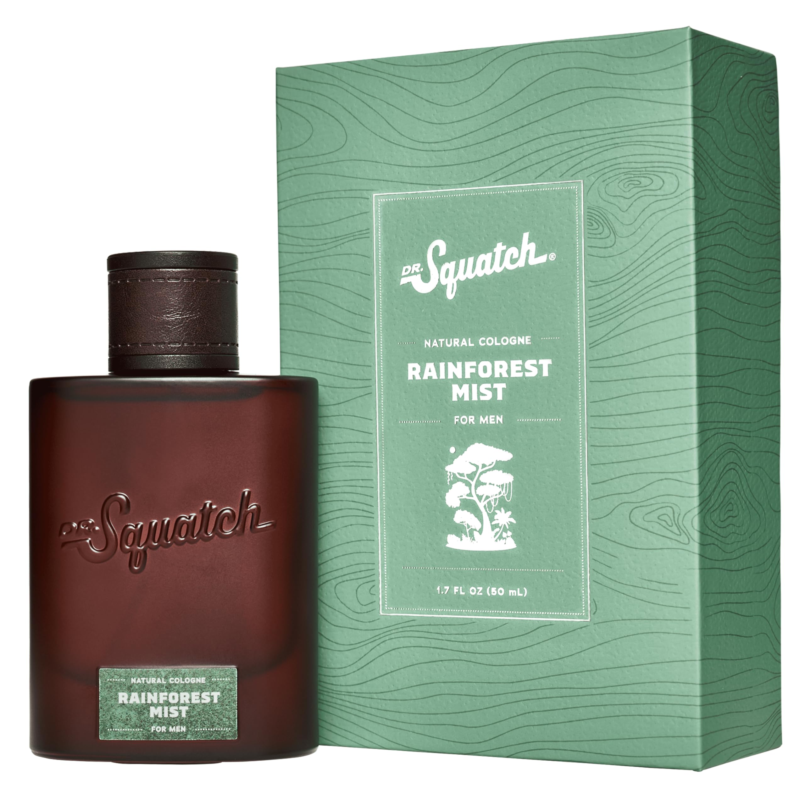 Dr. Squatch Rainforest Mist Cologne bottle highlighting natural scent for all-day freshness.