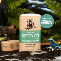 Dr. Squatch Rainforest Rapids deodorant stick provides all-day confidence with aluminum-free protection.