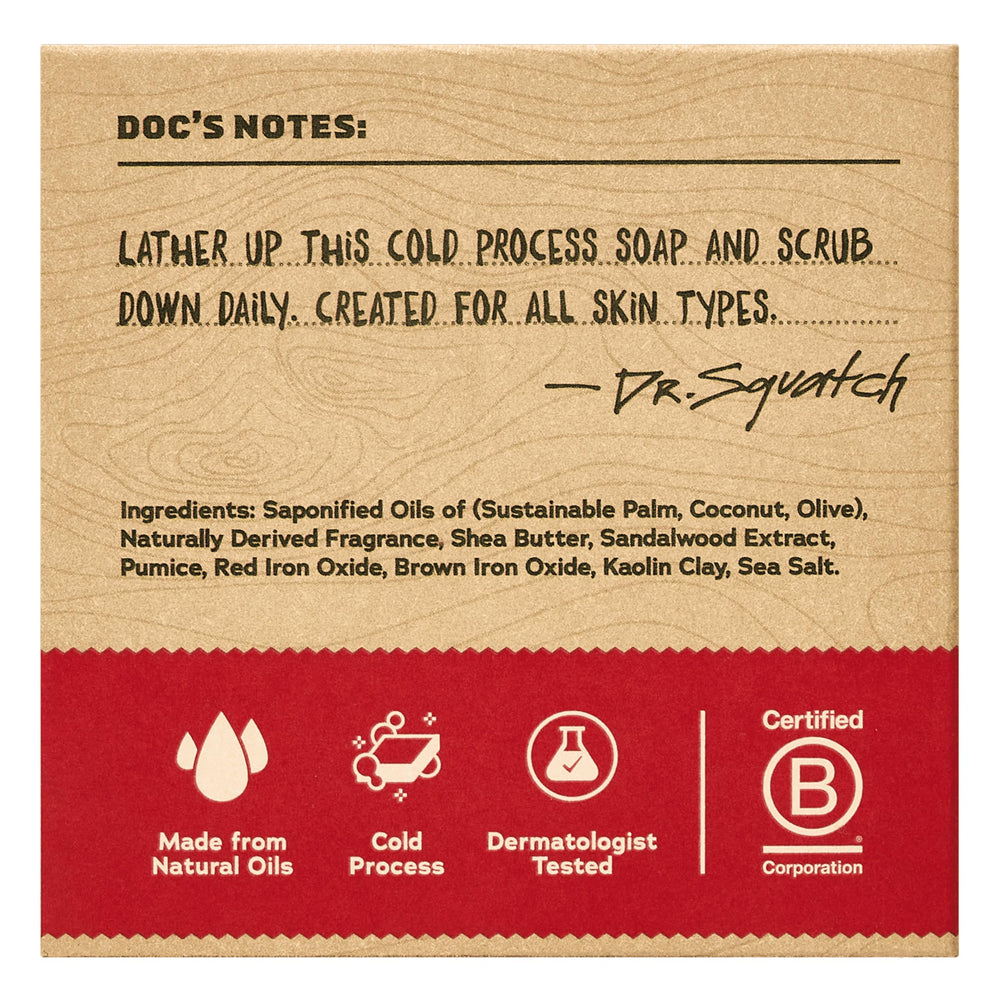 Dr. Squatch Sandalwood Summit bar 3-pack on display, ideal for gifting.