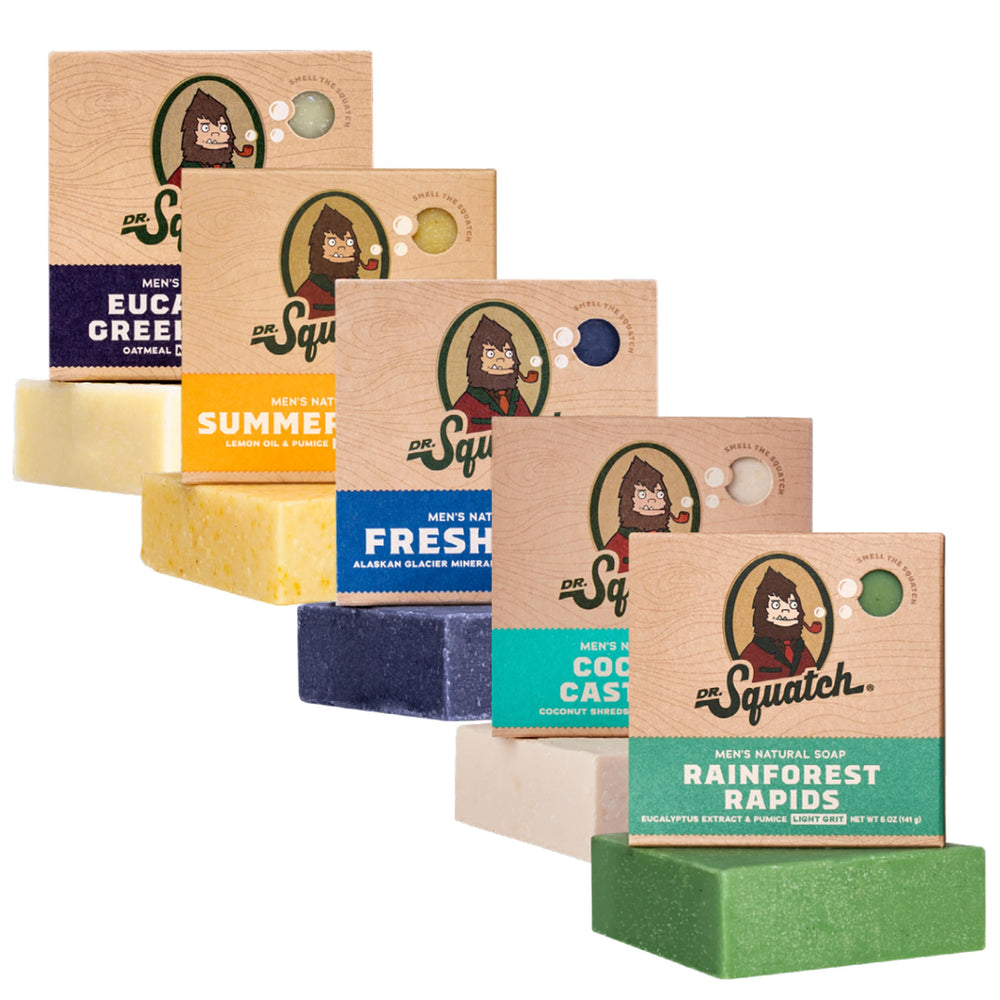Dr. Squatch Summer Citrus bar soap—refreshing cleanse for active men.