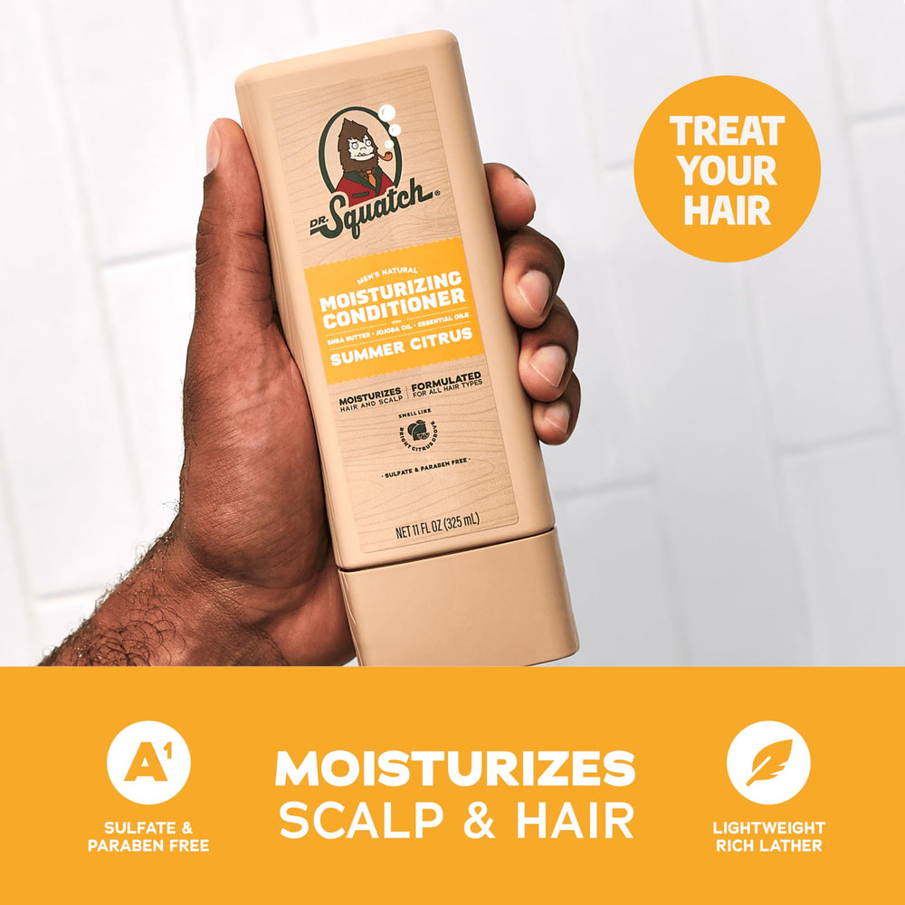 Dr. Squatch Summer Citrus conditioner bottle delivers smooth, manageable hair