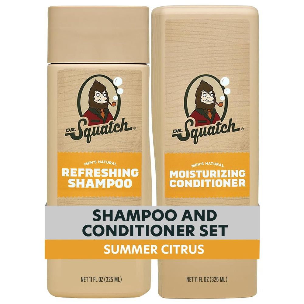 Dr. Squatch Summer Citrus shampoo bottle offers a refreshing cleanse for hair