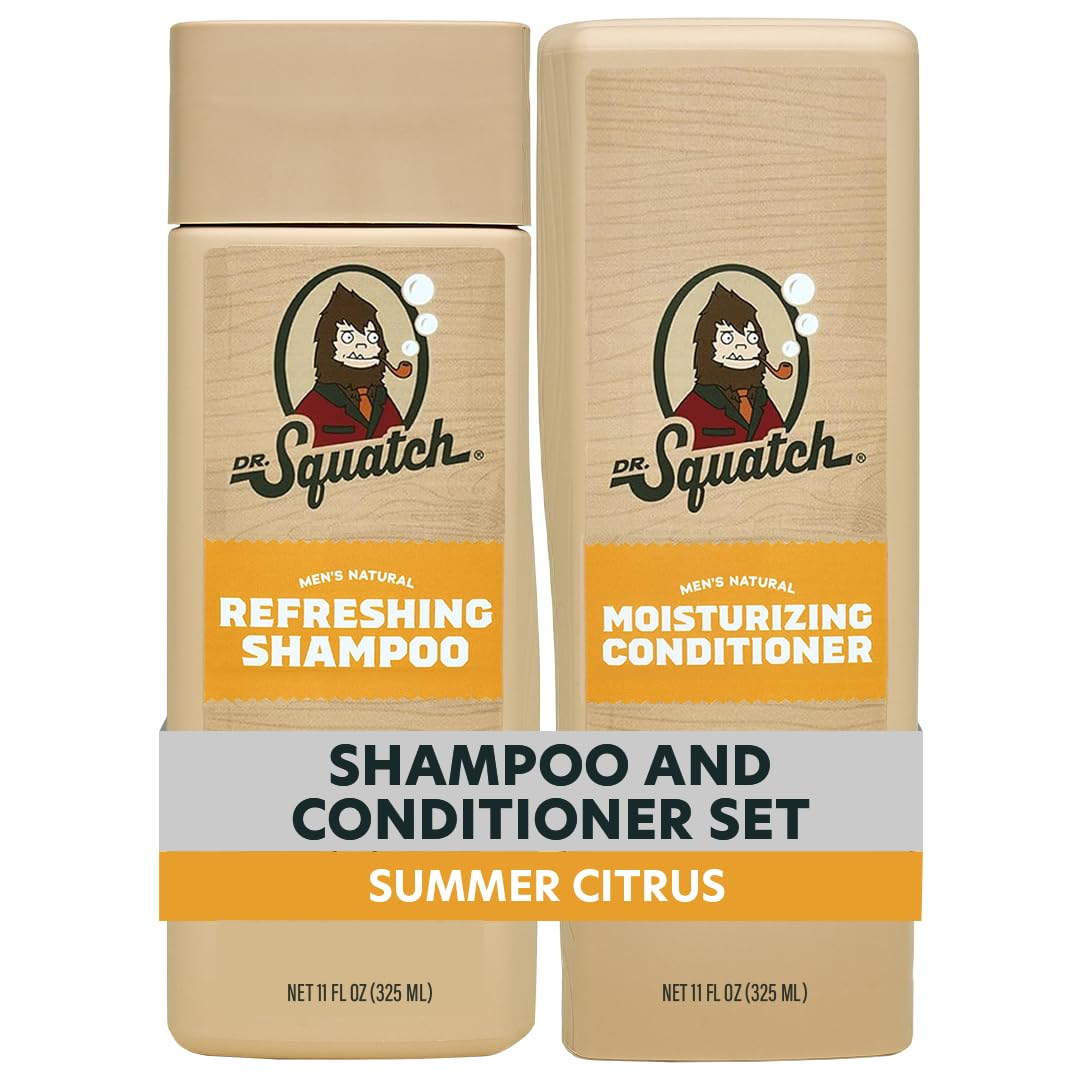Dr. Squatch Summer Citrus shampoo bottle offers a refreshing cleanse for hair