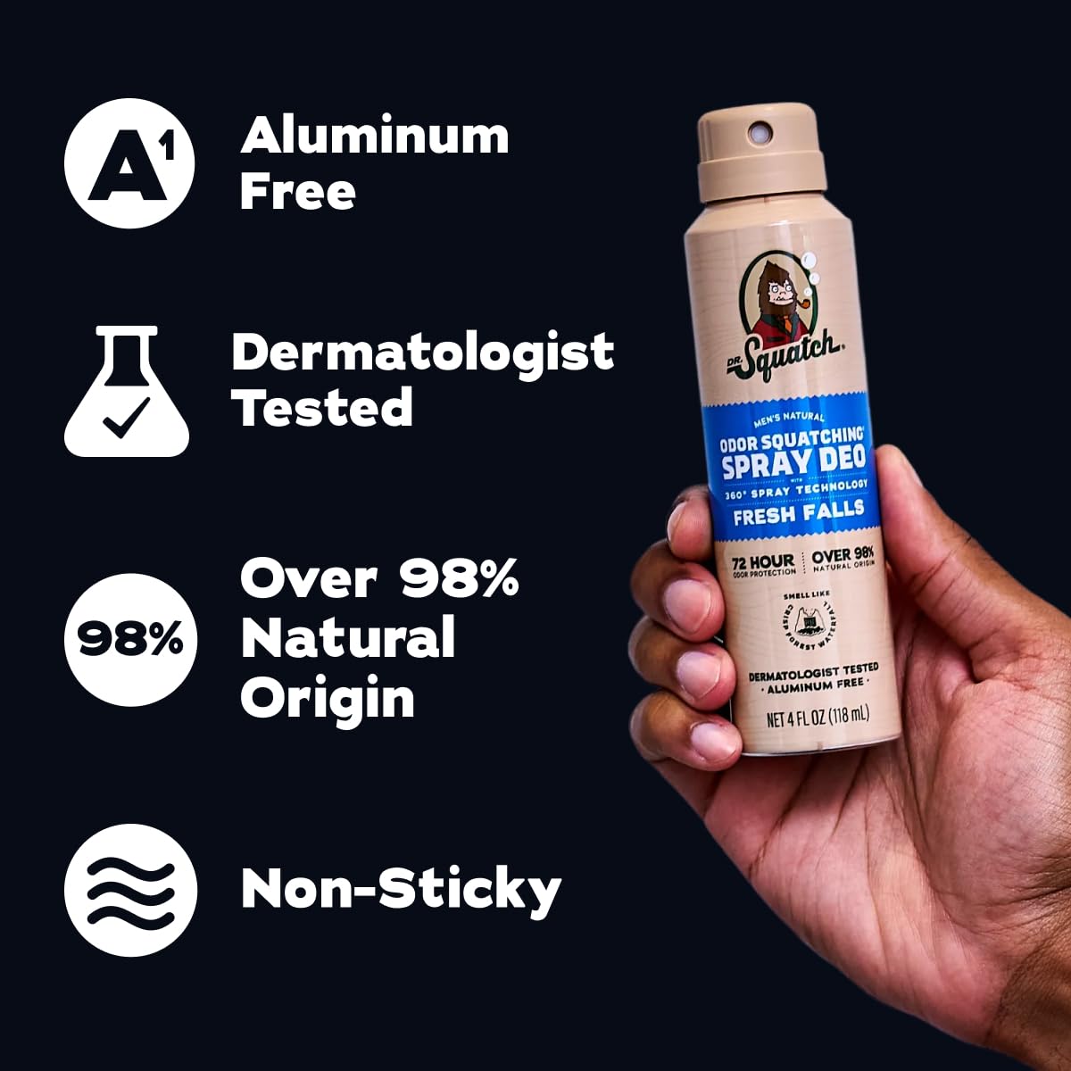 Dr. Squatch underarm spray being applied for even coverage