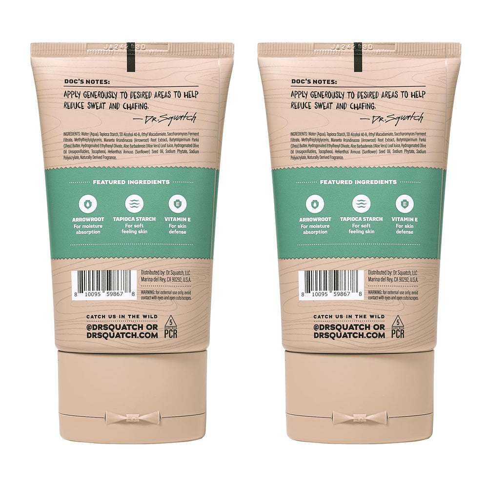 Dr. Squatch Rainforest Rapids packaging shows dermatologist-tested suitability for skin types.