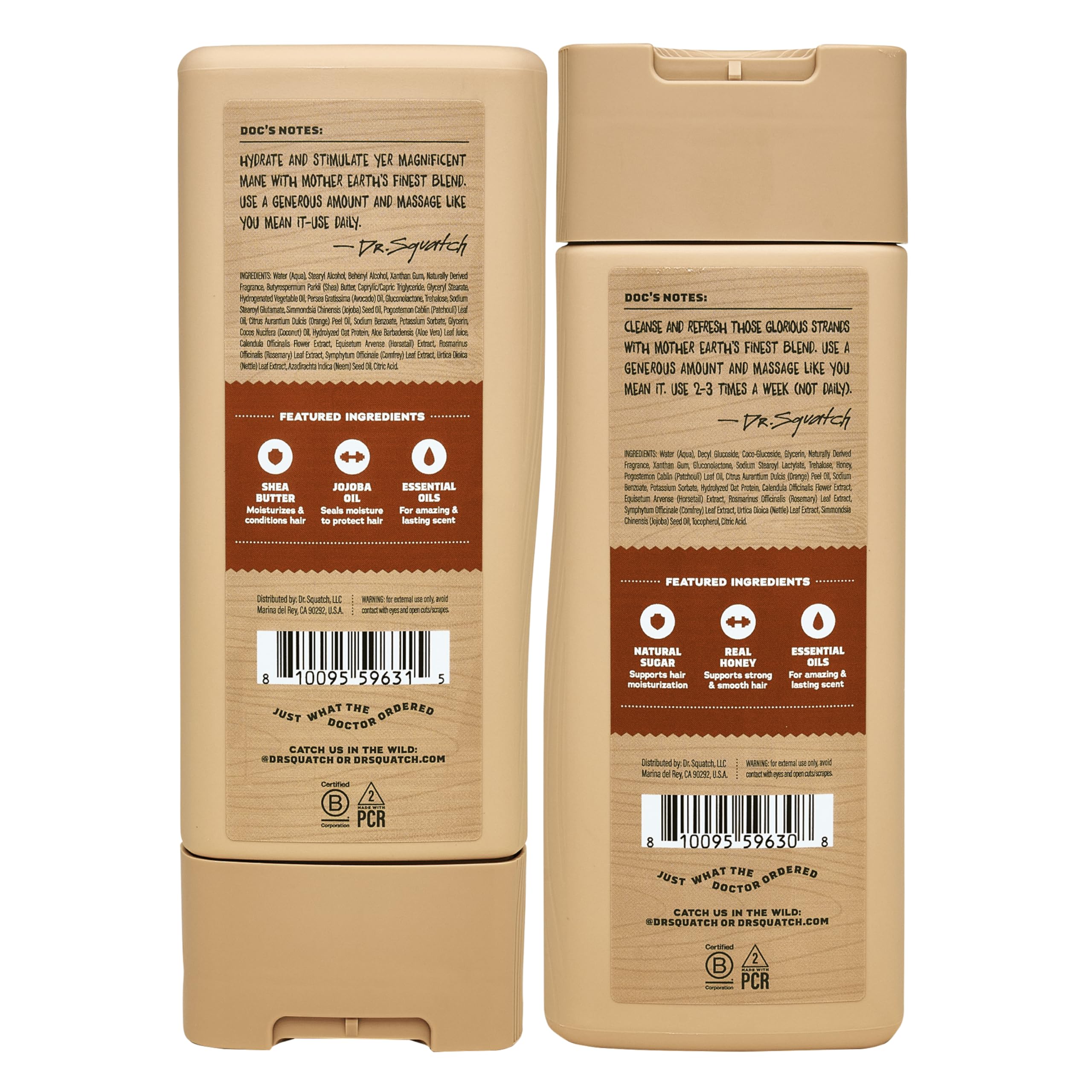 Dr Squatch Wood Barrel Bourbon conditioner bottle for smooth, manageable hair
