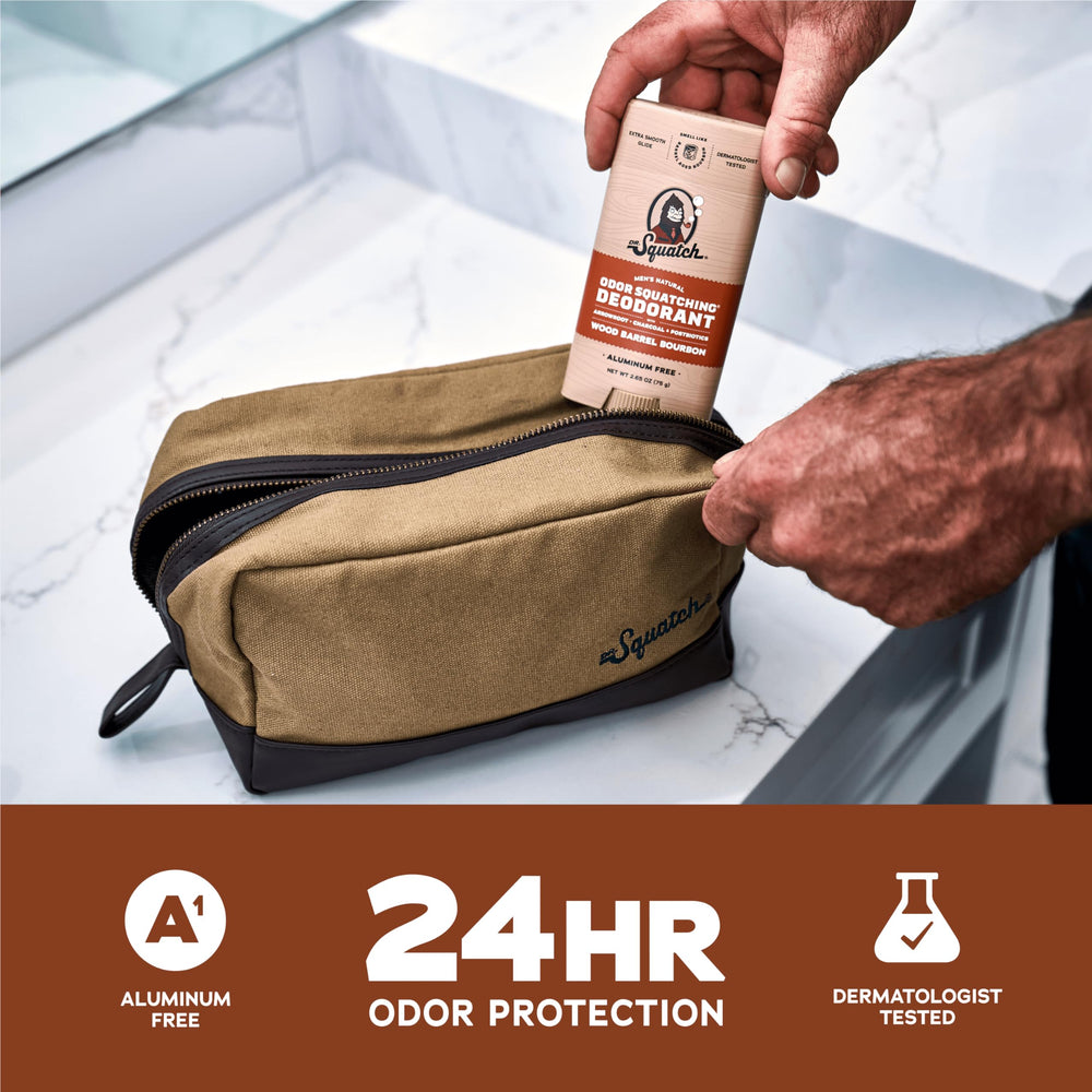 Dr. Squatch deodorant with arrowroot and charcoal ingredients for freshness