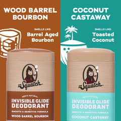 Dr. Squatch Wood Barrel Bourbon scent highlights warm, masculine notes.