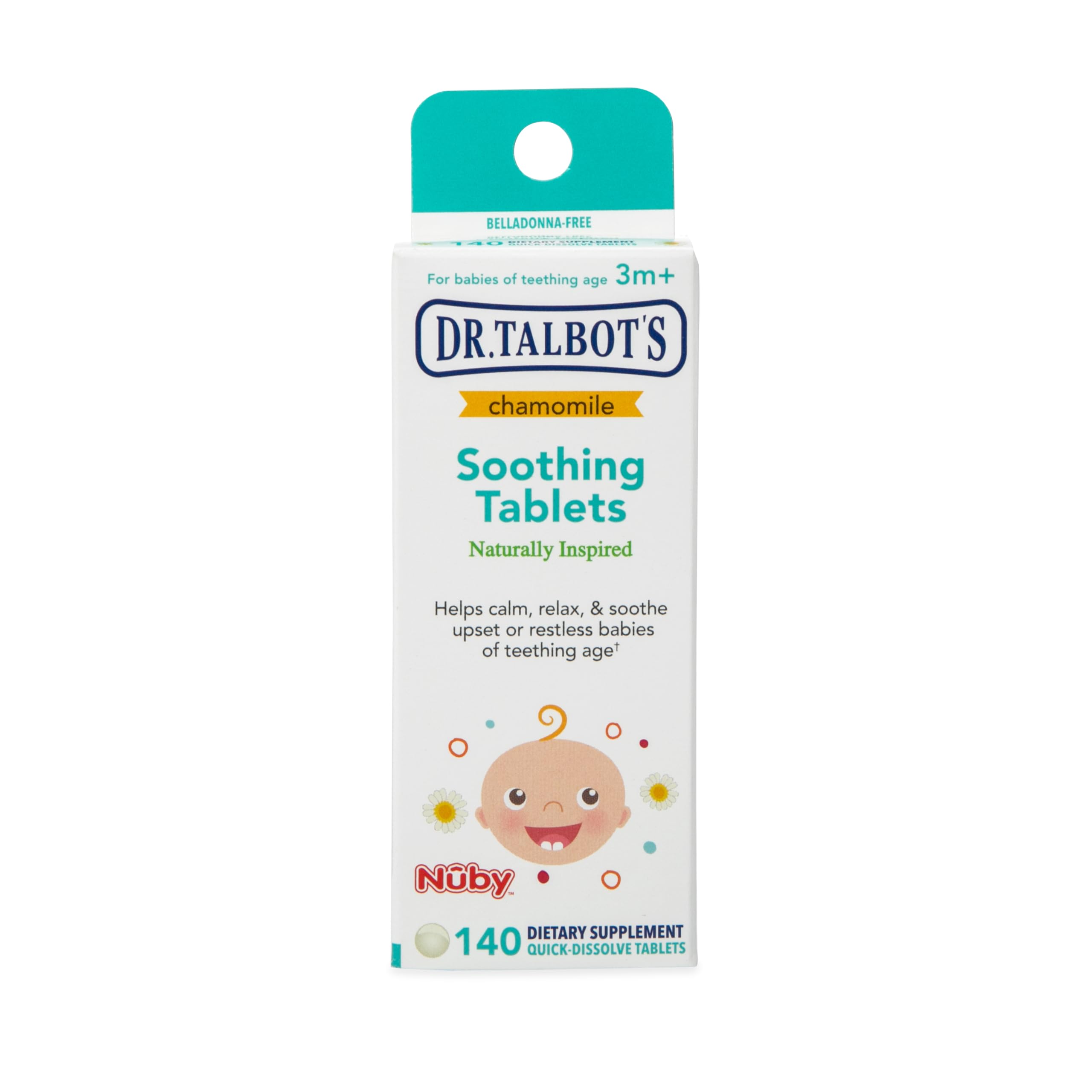 Dr. Talbot's chamomile tablets bottle close-up showing product details