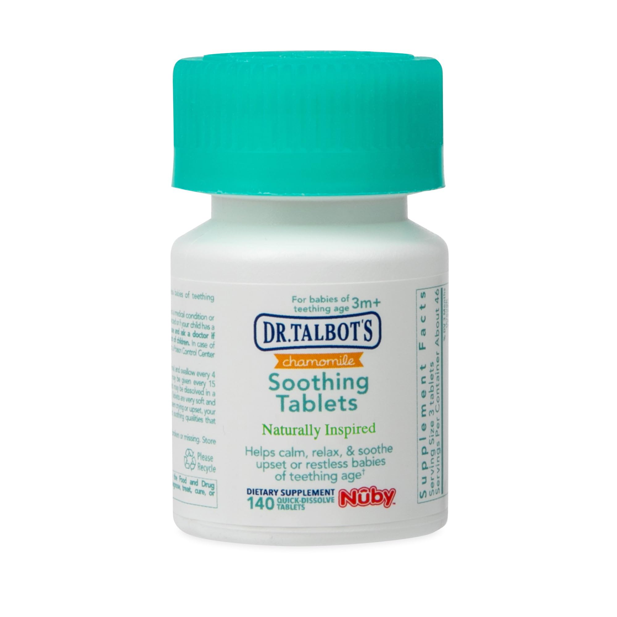 Dr. Talbot's chamomile tablets bottle front with 140-count label