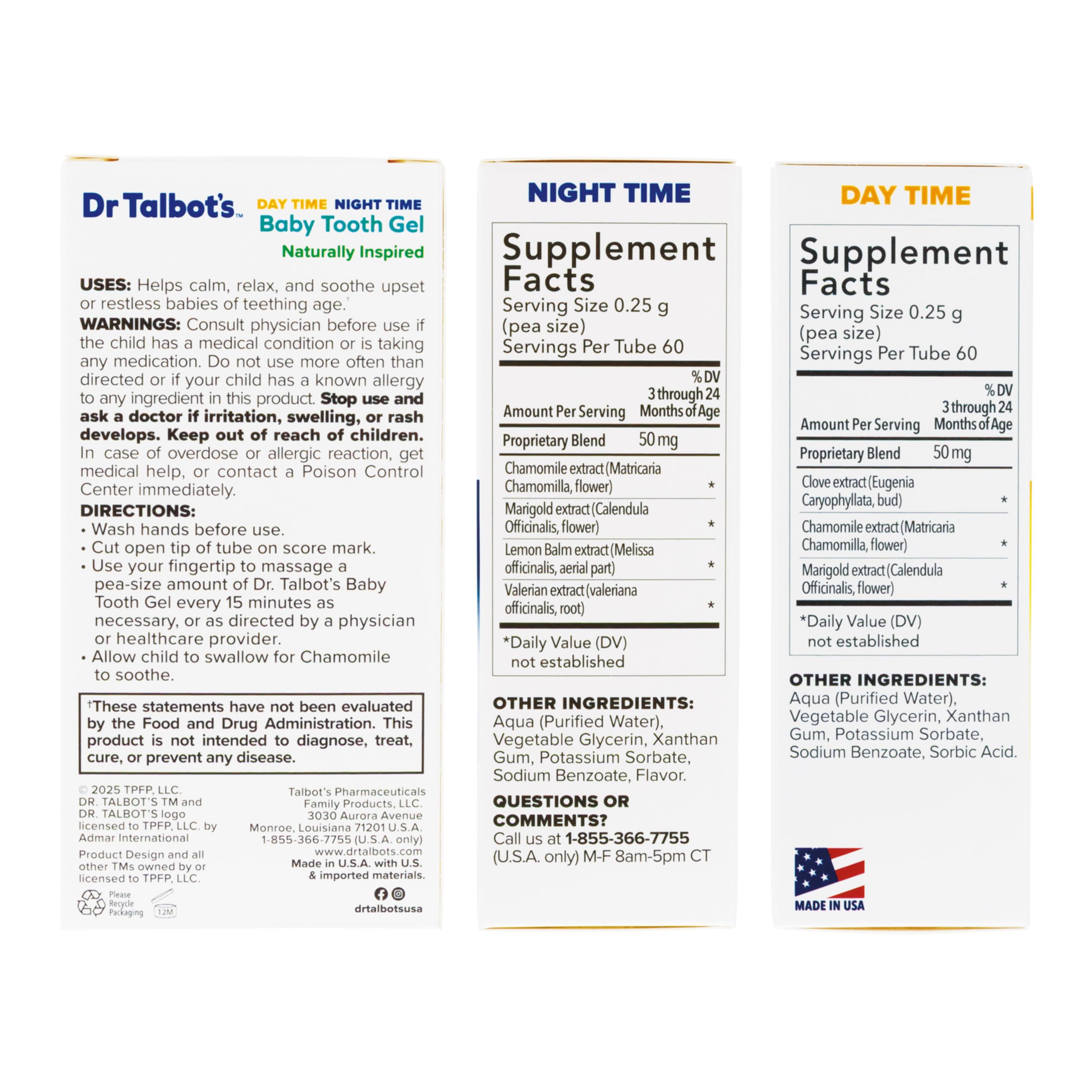 Dr. Talbot's combo-pack shows two tubes for day and night.