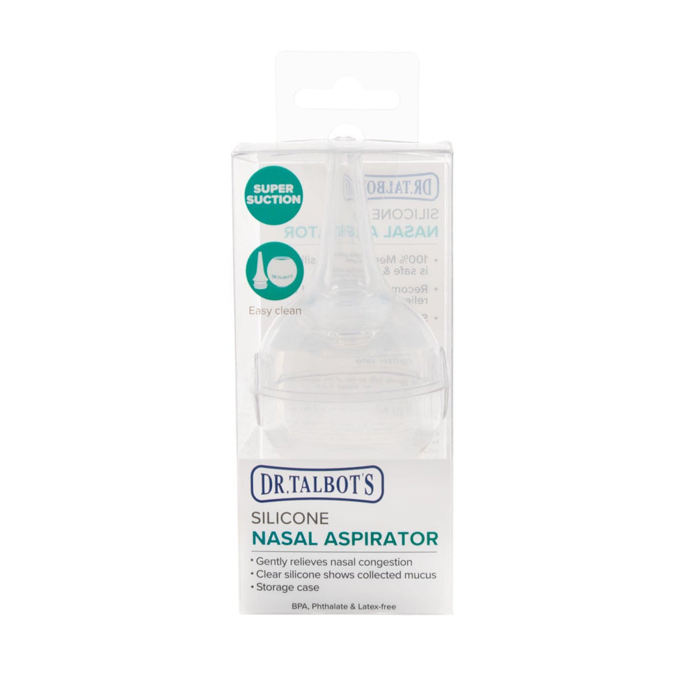 Dr Talbot's easy-use bulb syringe supports gentle suction.