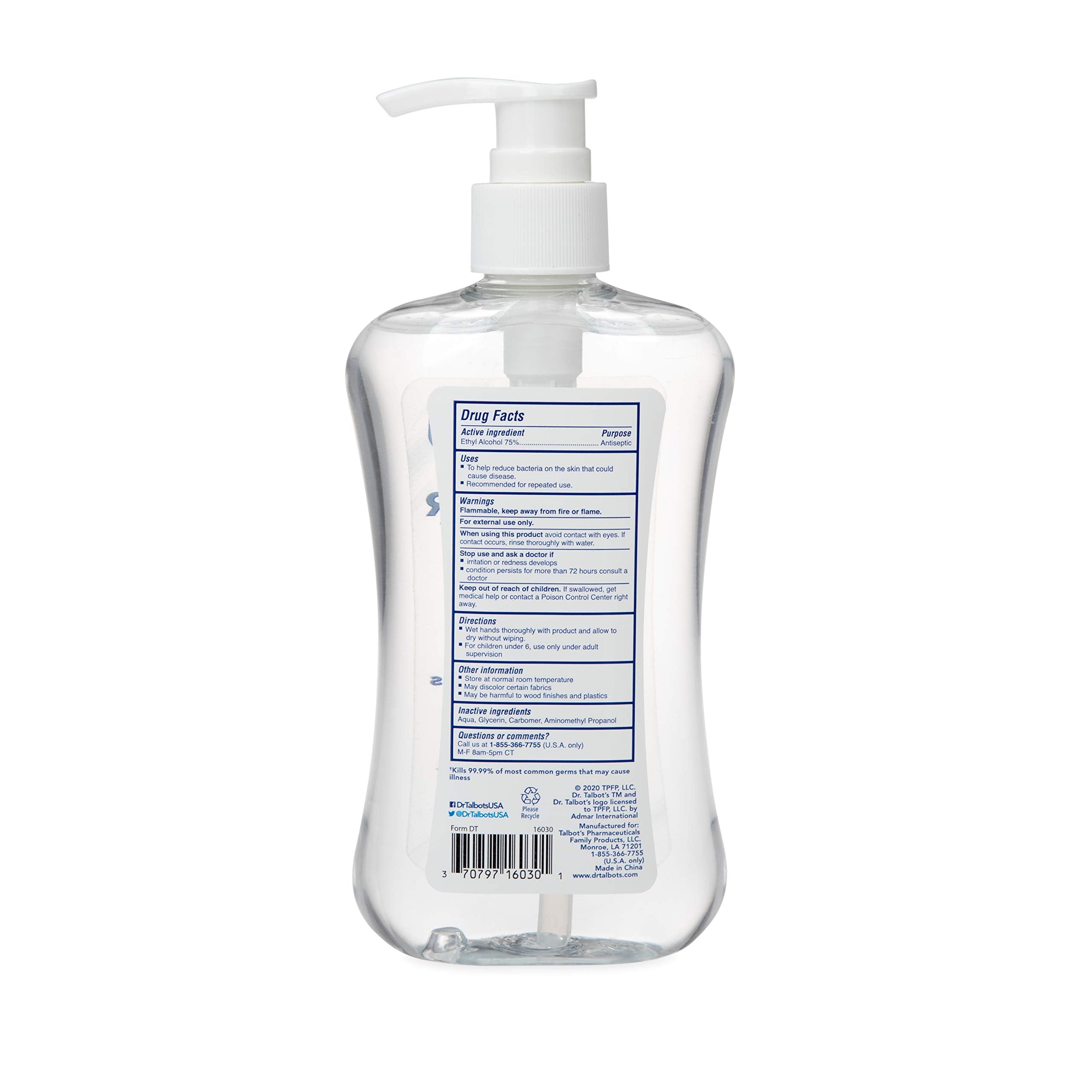 Dr. Talbot's gel dispensed from the pump for quick, mess-free use.