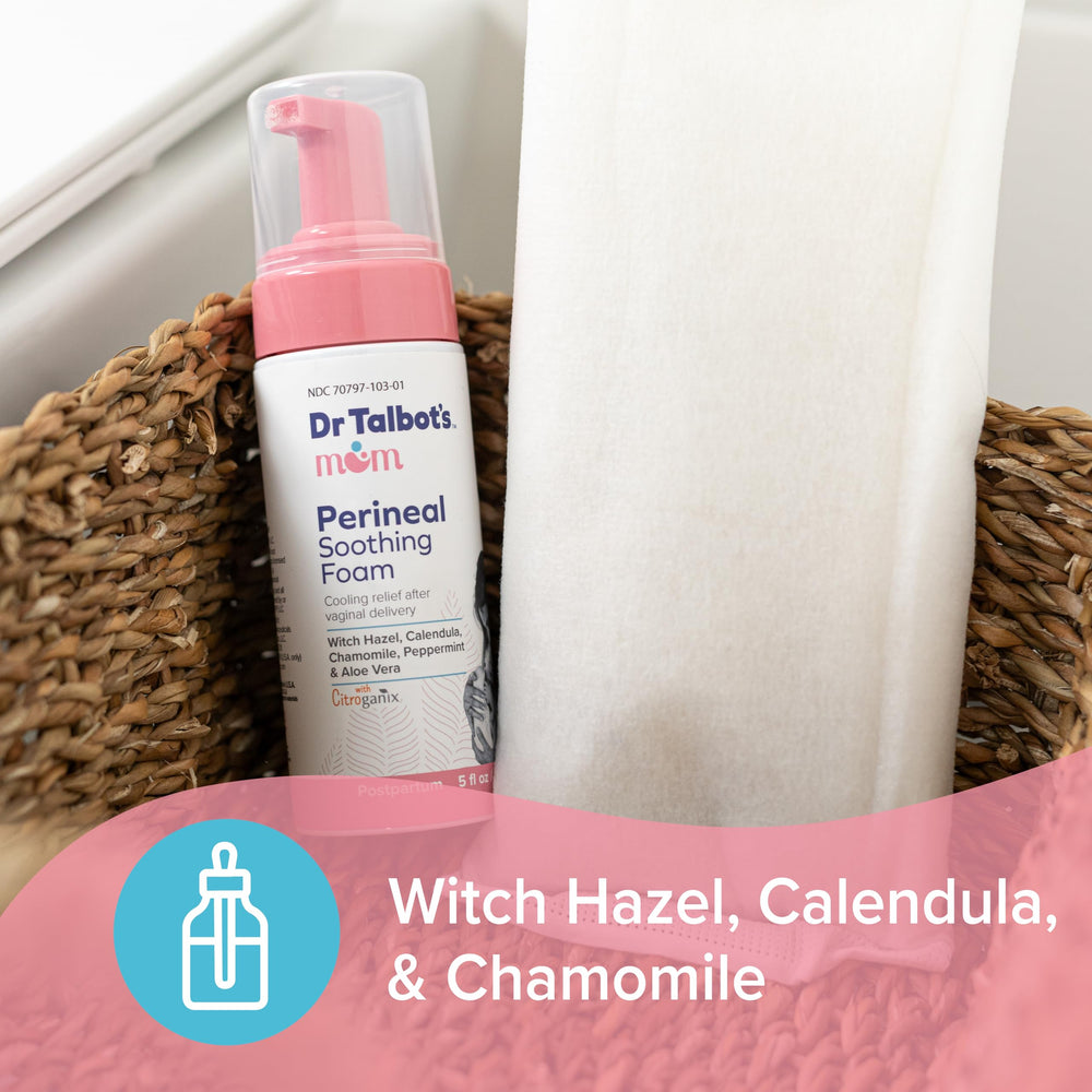 Pairing the foam with Perineal Pad Liners demonstrates a complete aftercare approach.