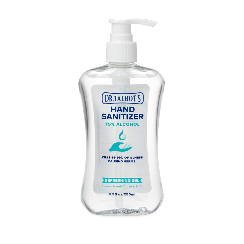 Dr. Talbot's refreshing gel hand sanitizer with pump for quick, hygienic hand cleaning.