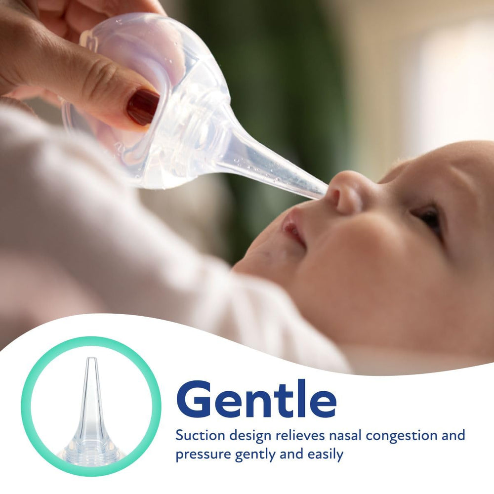 Dr Talbot's silicone nasal aspirator closeup shows safe, medical-grade material.