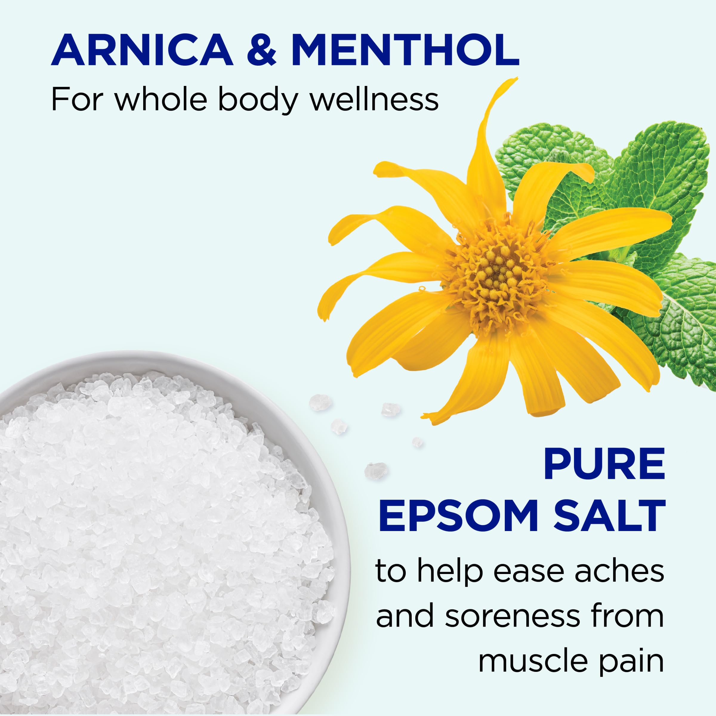 Dr Teal's Arnica Menthol label closeup with essential oils and magnesium
