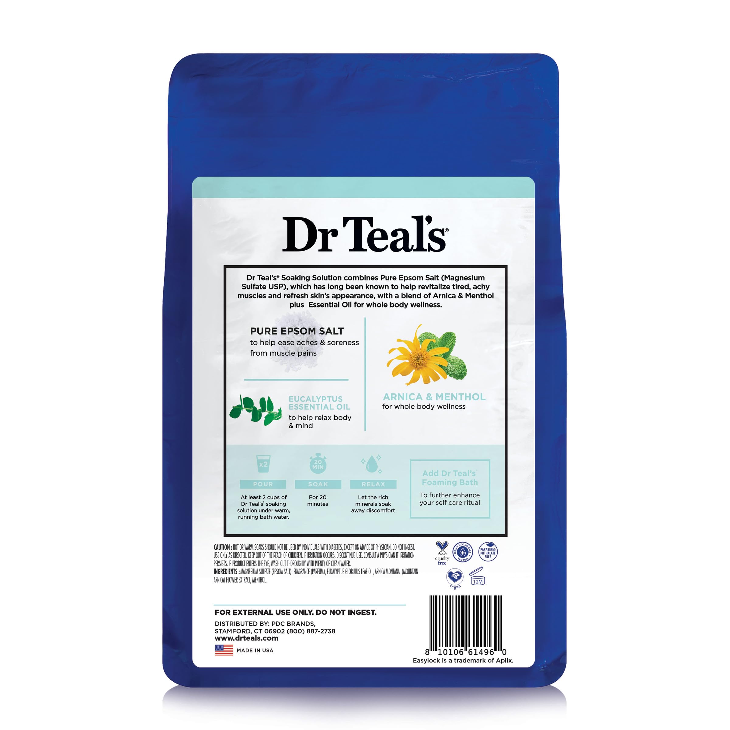 Dr Teal's Arnica Menthol kit ready for a 20-minute soak