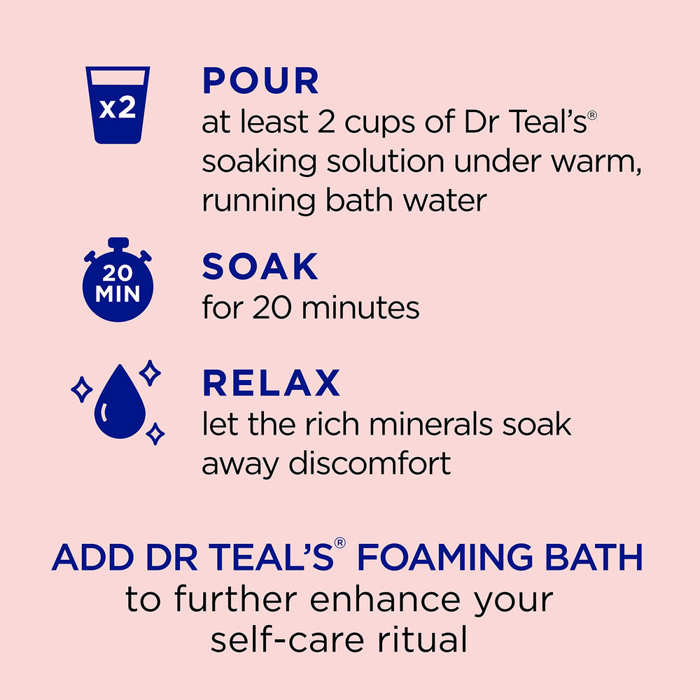 Dr Teal's Ashwagandha soak pouch beside tub ready to use
