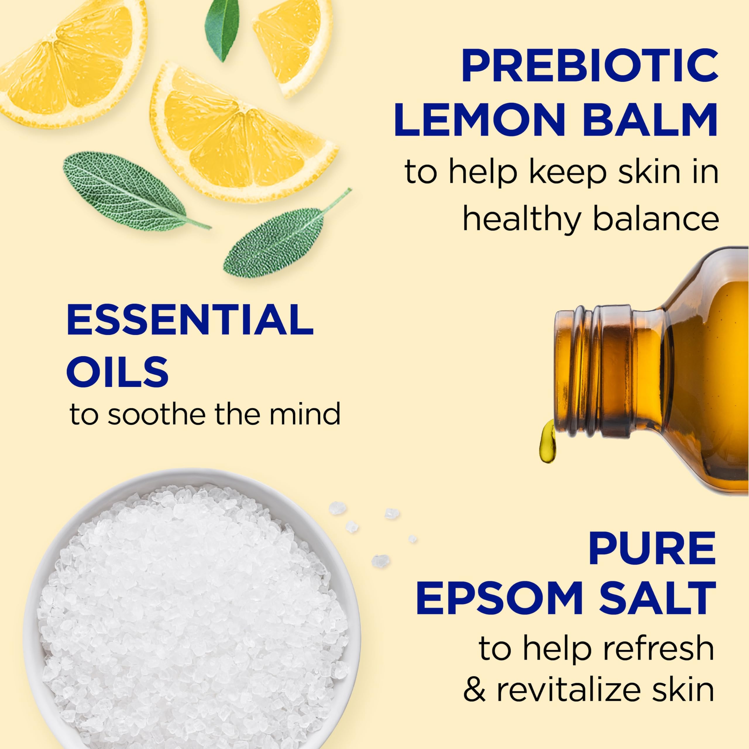 Dr Teal's bottle-lather close-up highlighting soothing Epsom salt and refreshing feel.