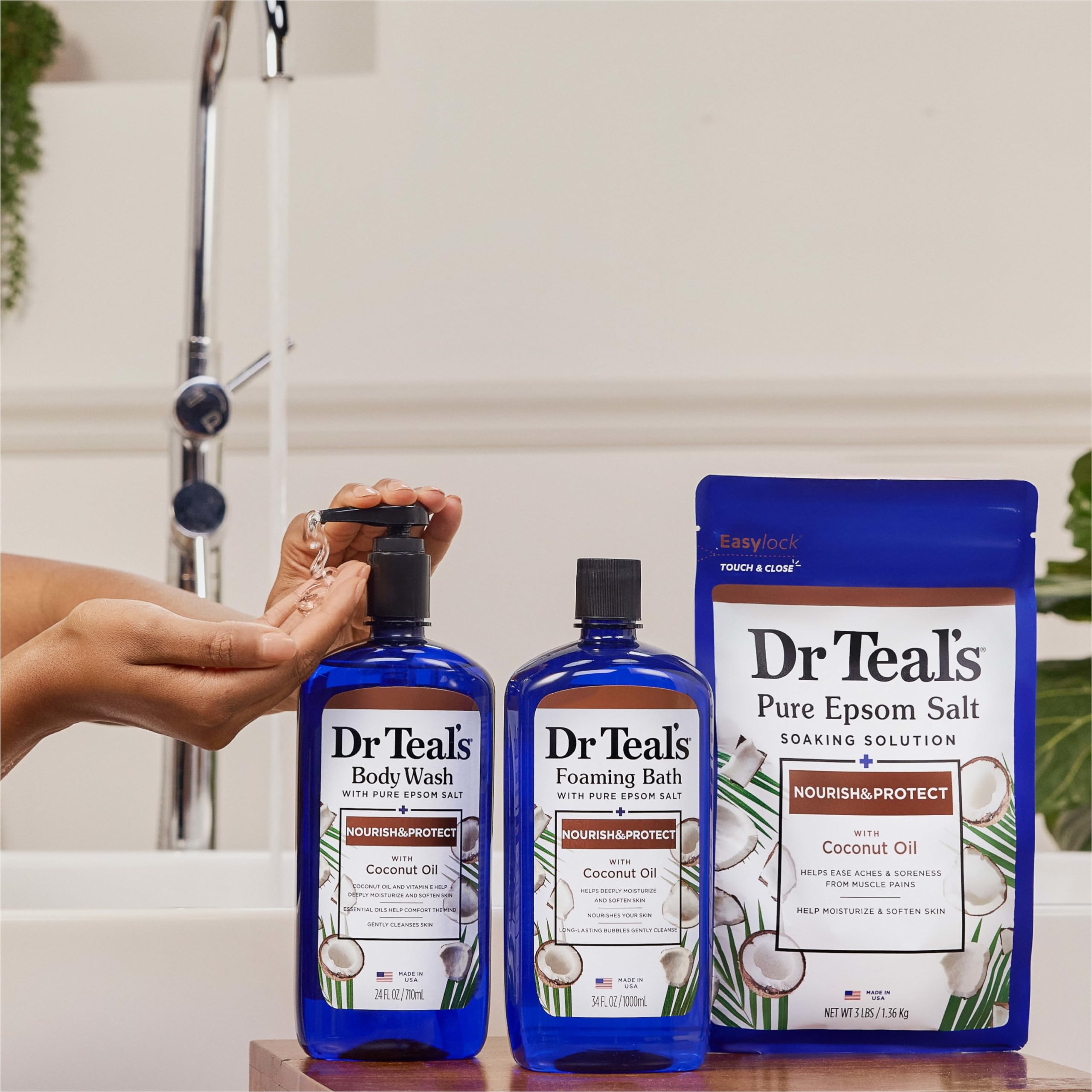 Dr Teal's packaging box for four-pack