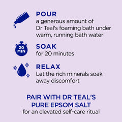 Dr Teal's bottle with lavender label for a calming bath