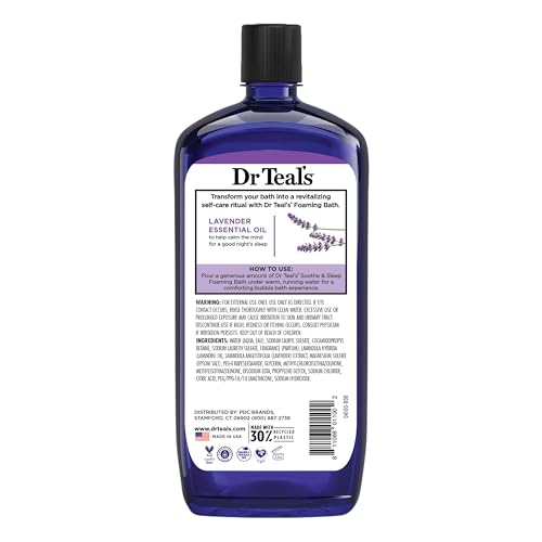 Dr Teal's foaming bath in a cozy bath setup.