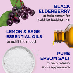 Dr Teal's elderberry foaming bath bubbles provide long-lasting lather for cleansing and relaxation.