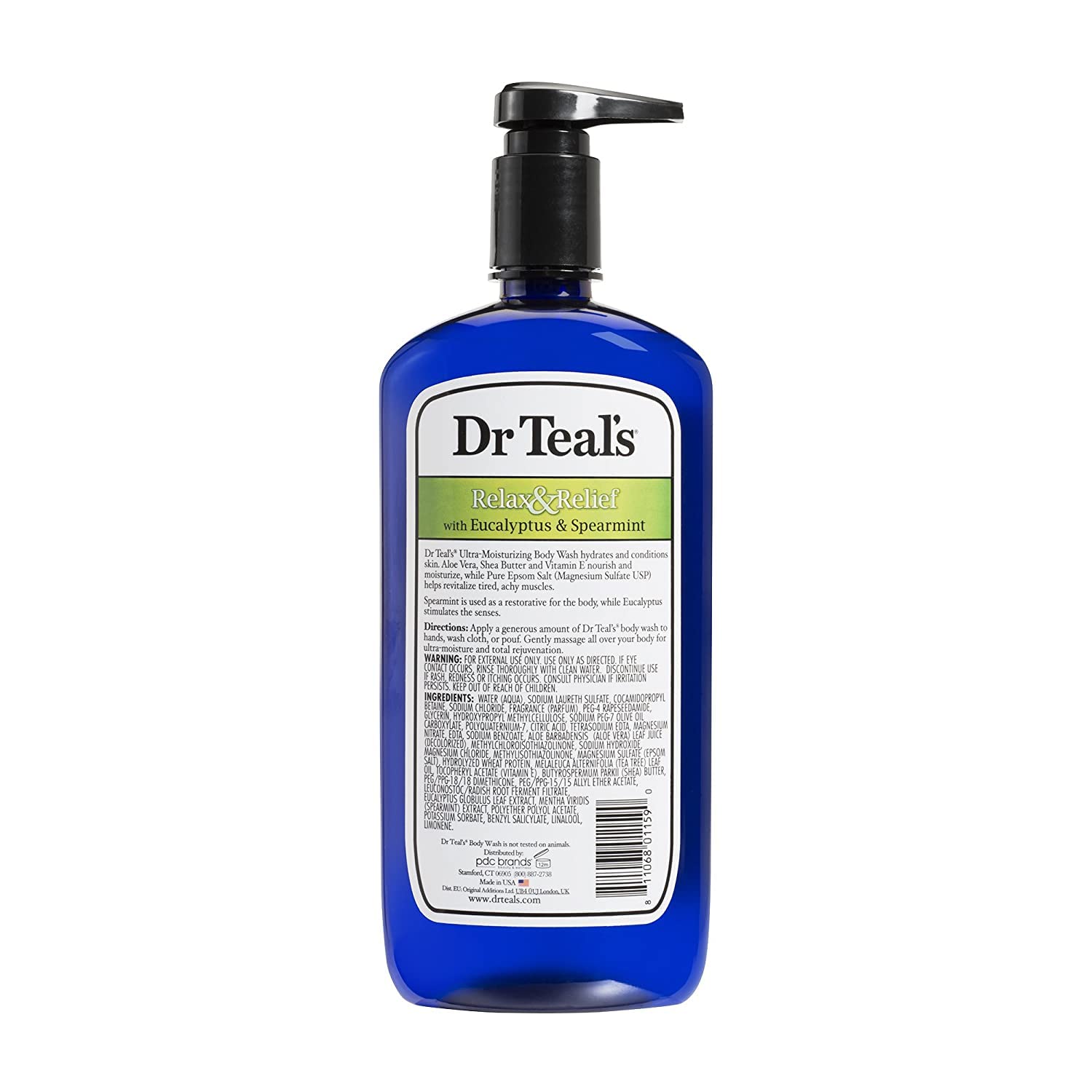 Dr Teal's eucalyptus-spearmint body wash gift set bottles front view shows refreshing scent.