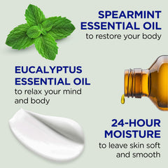 Dr Teal's eucalyptus spearmint label evokes refreshing scent to boost mood