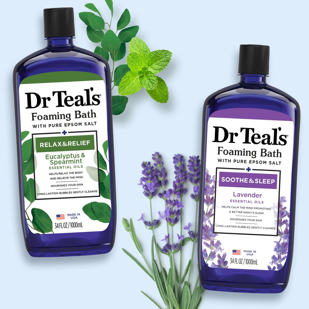 Dr Teal's eucalyptus-spearmint note refreshes senses.