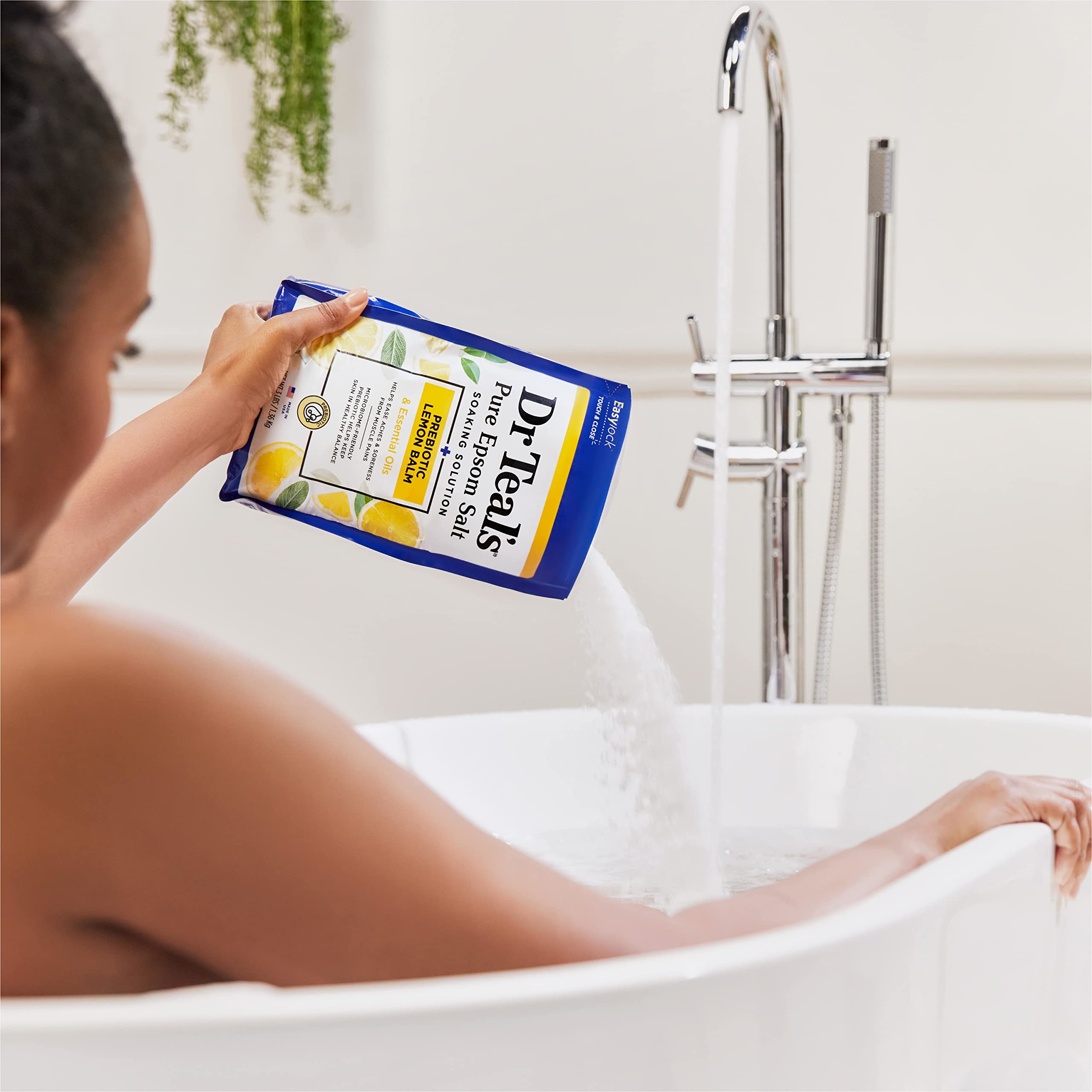 Soak mixed with Dr Teal's body wash shows a gentle exfoliation option