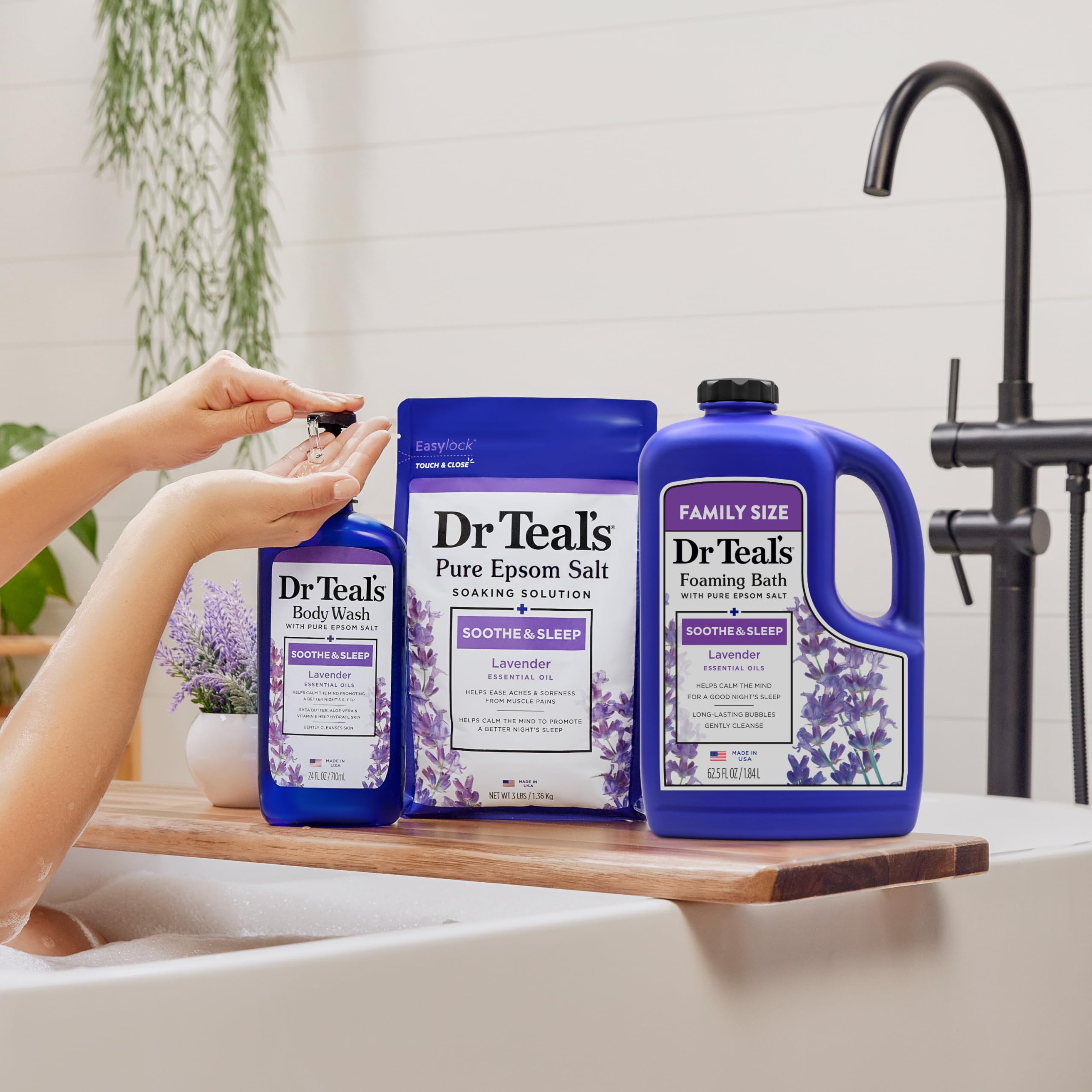 Close-up of creamy foam texture from Dr Teal's foaming bath