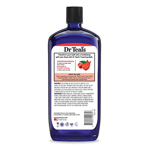 Dr Teal's Foaming Bath calming moment in tub offers stress-relief potential.