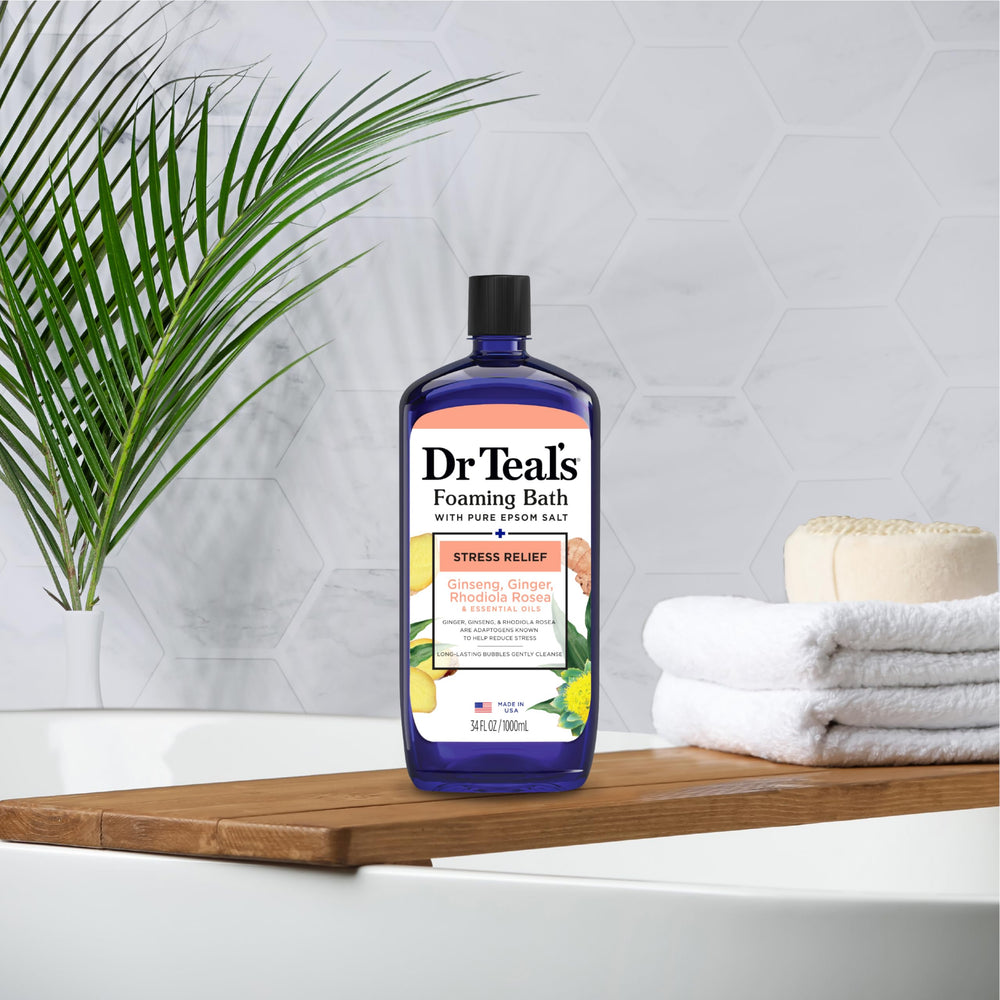 Dr Teal's essential oil blend delivers a soothing bath aroma.