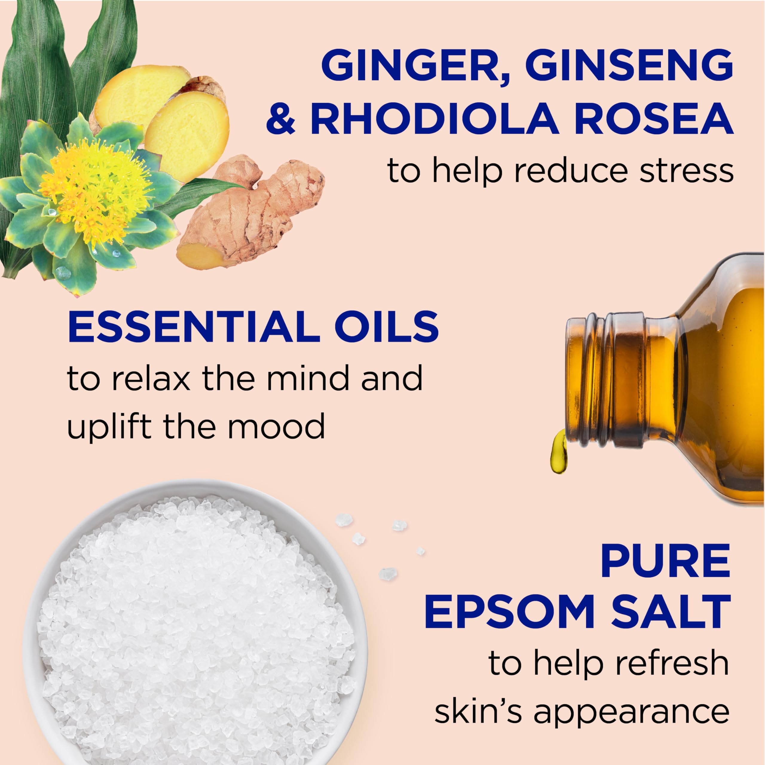 Dr Teal's Ginger & Ginseng foaming bath bubbles create a calming soak.