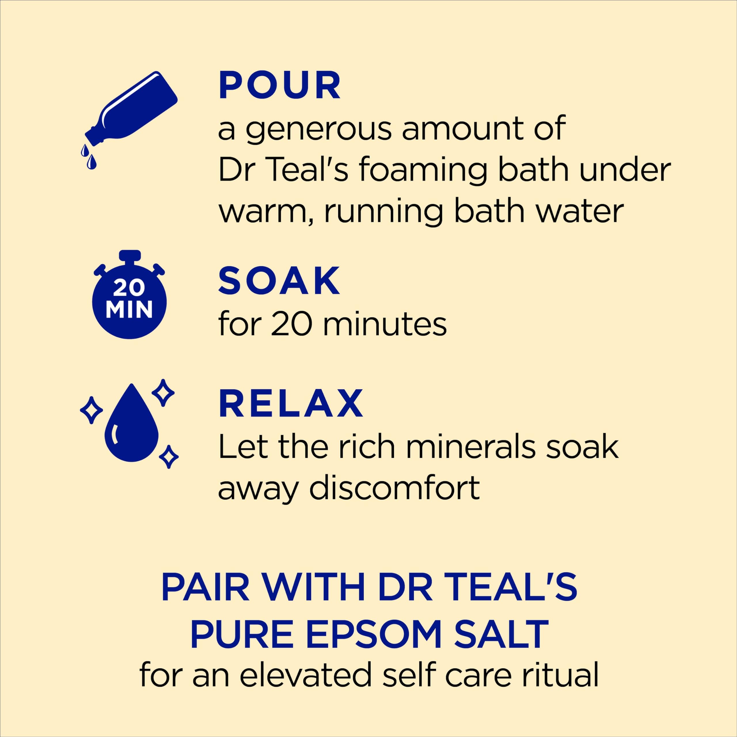 Dr Teal's lemon balm blend supports microbiome-friendly skin balance during soak.