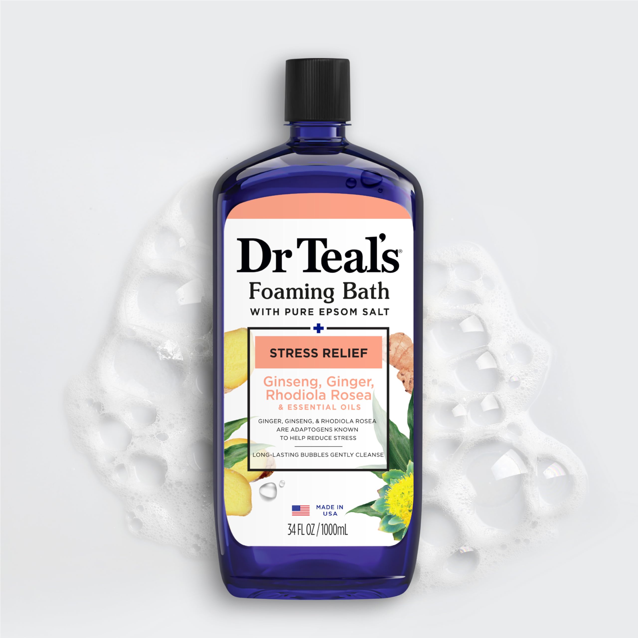 Dr Teal's long-lasting bubbles for a gentle skin cleanse during soak.