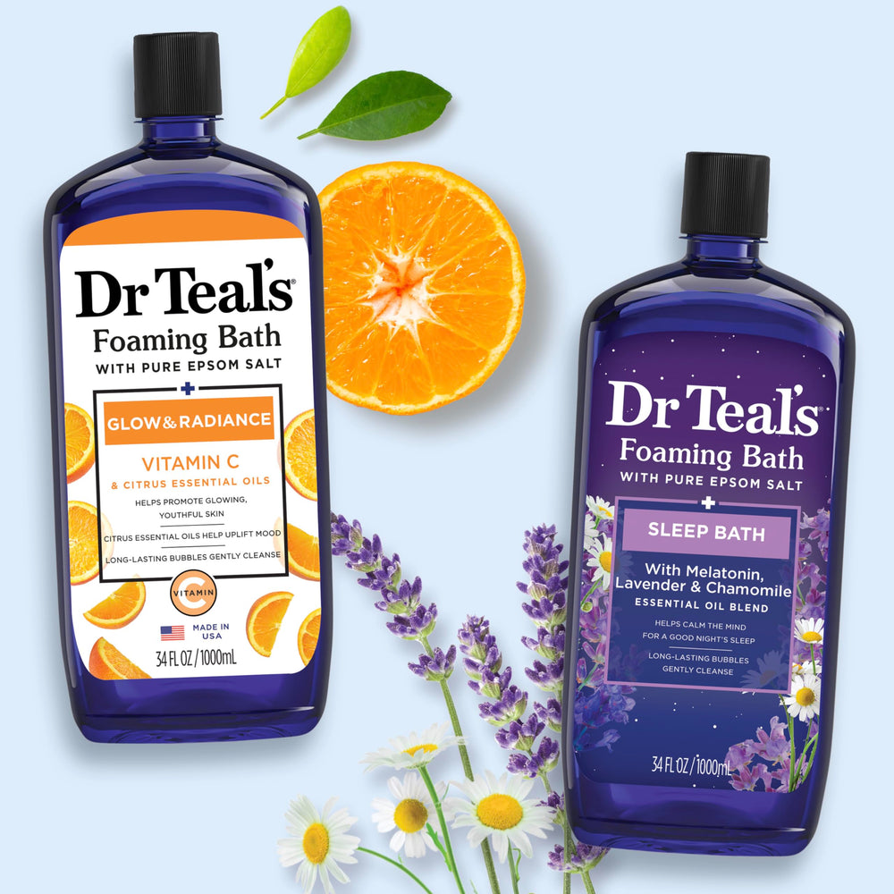 Dr Teal's pack-of-2 display shows value and spa-like routine.