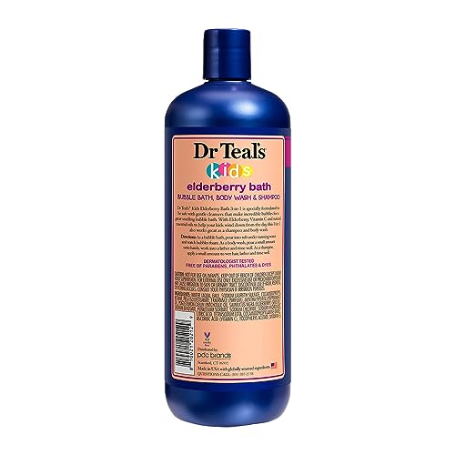 Dr Teal's Kids 3-in-1 elderberry bath shampoo for gentle hair cleansing