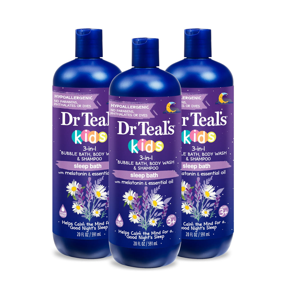 Dr Teal's Kids 3-in-1 Sleep Bath bottle for calming bedtime routine.