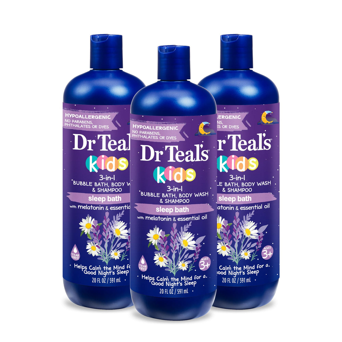 Dr Teal's Kids 3-in-1 Sleep Bath bottle for calming bedtime routine.